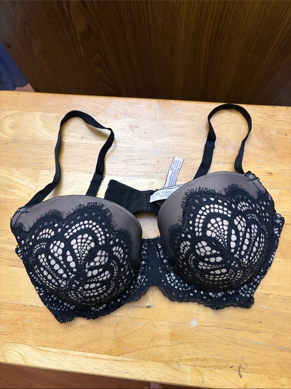Victoria's Secret Black Lace Bra with Nude Lining